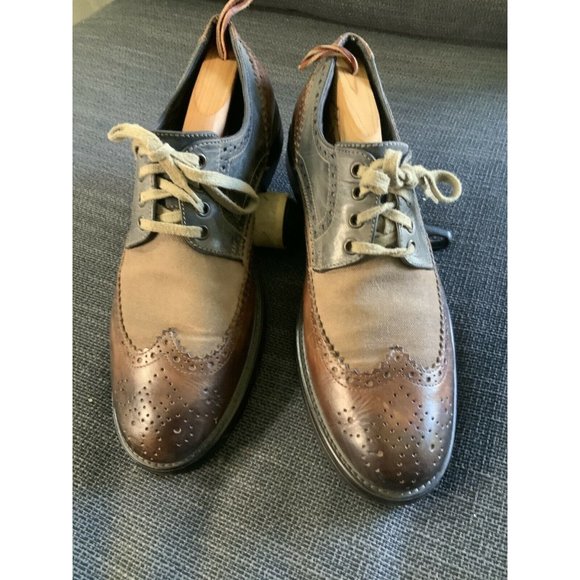 Johnston‎ & Murphy Brown / Gray Leather/Canvas Wingtip 